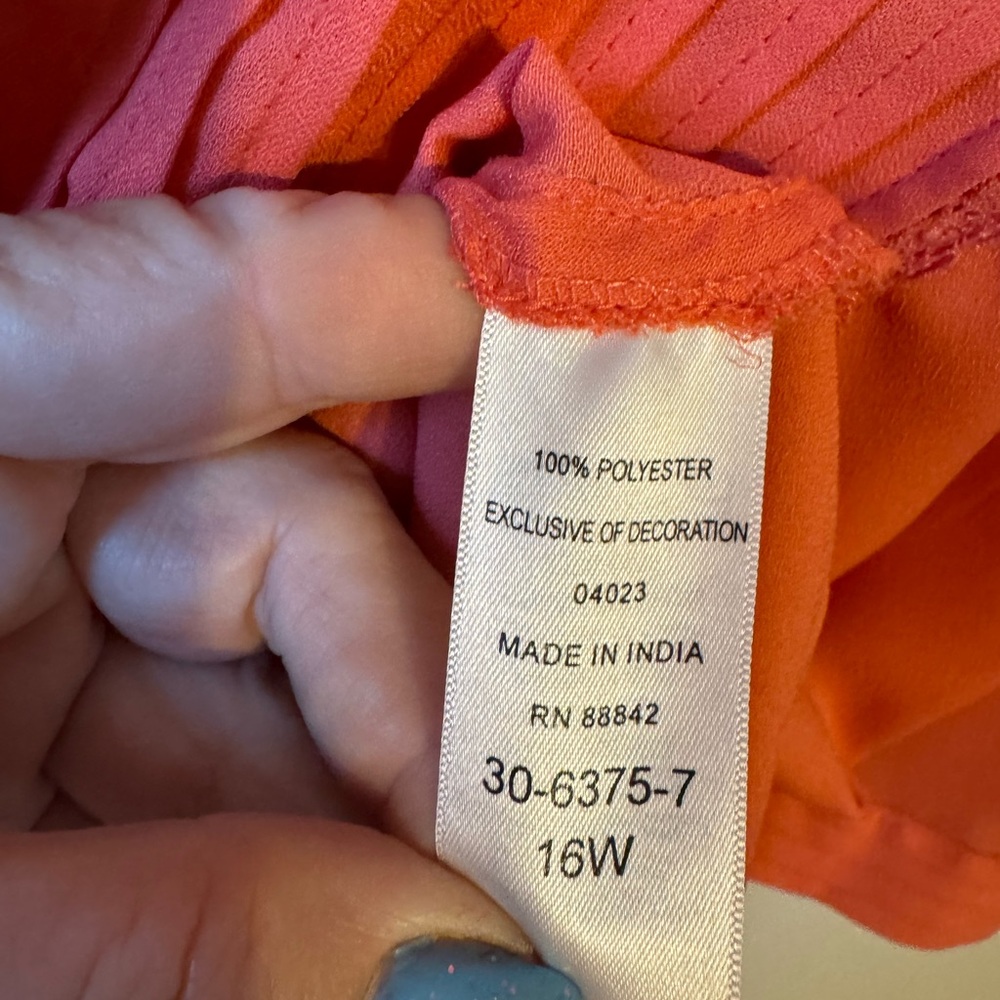 SPRING!!   Coral Lace-Up Peasant / Boho Top  SIZE: 16   #9 - Picture 7 of 7
